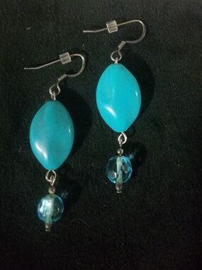 Turquoise Blue Beaded Drop Earrings - Women Jewelry